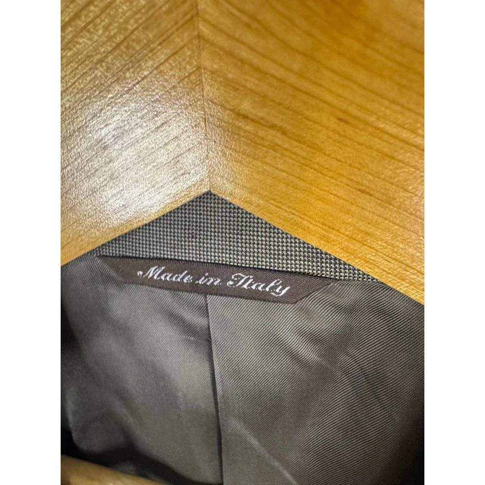 Canali Mens Pure Wool Blazer Sport Coat Olive Brown Micro Check Italy 54R US 44R